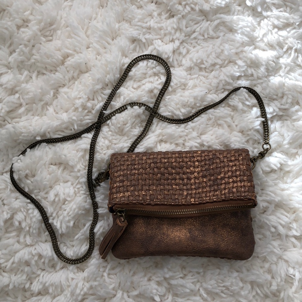 Anthropologie rose gold purse